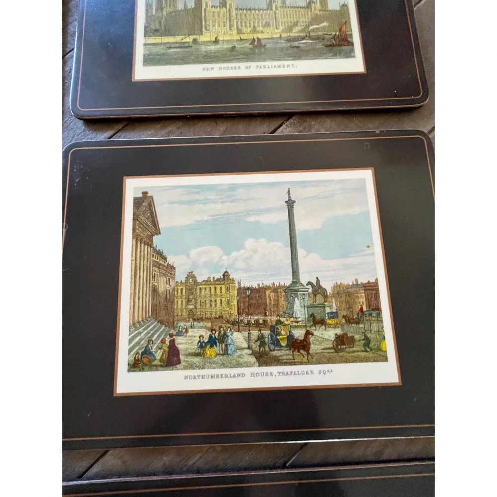 Pimpernel De Luxe Finish London Landmarks Placemats Set of 6 Vintage Black Gold